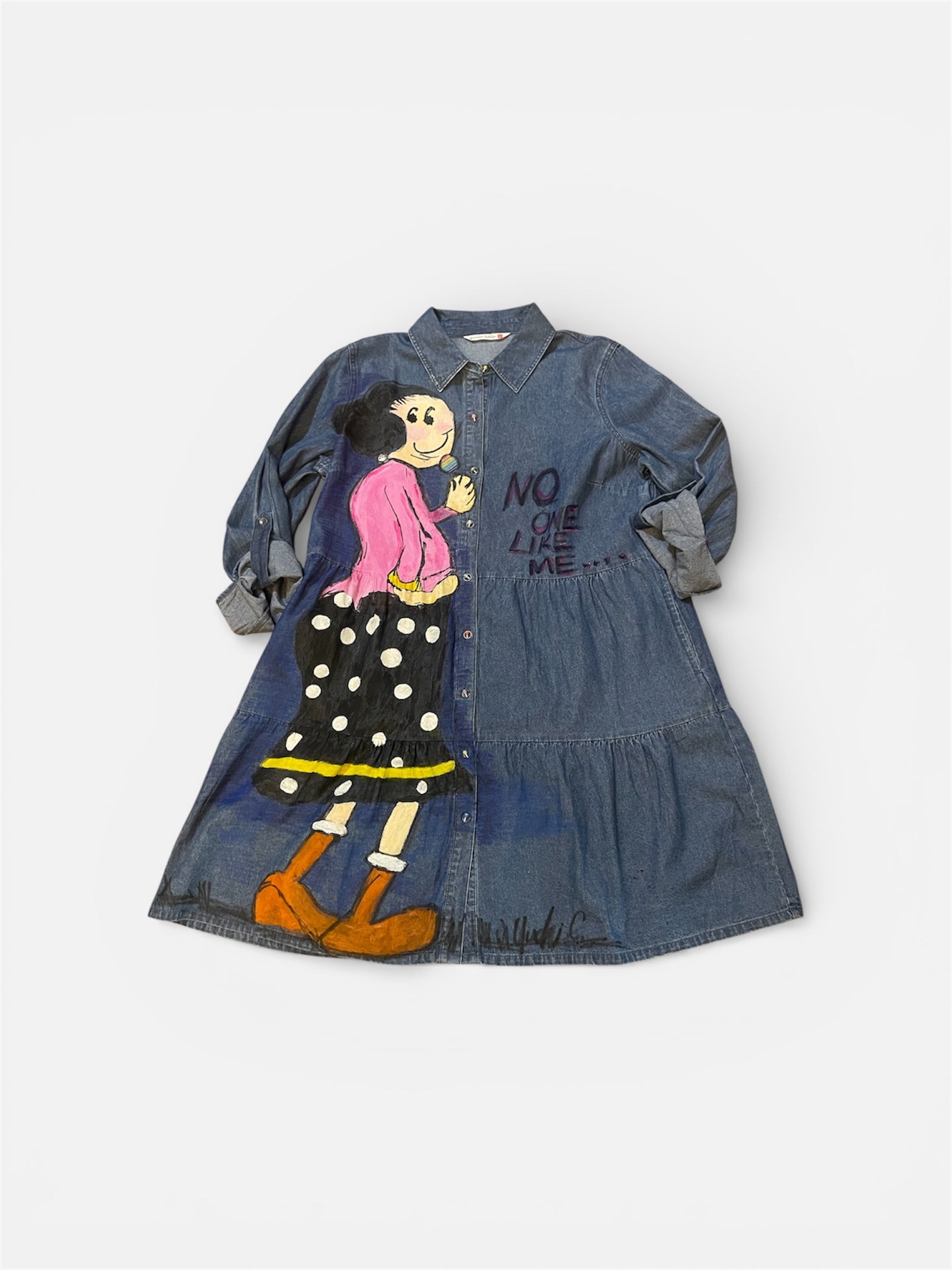 Only Once Denim hand-painted one piece a-line skirt