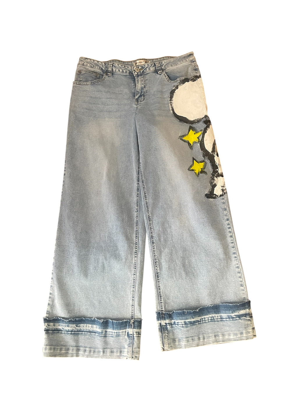 Only Once Denim hand-painted Snoopy on the side jeans