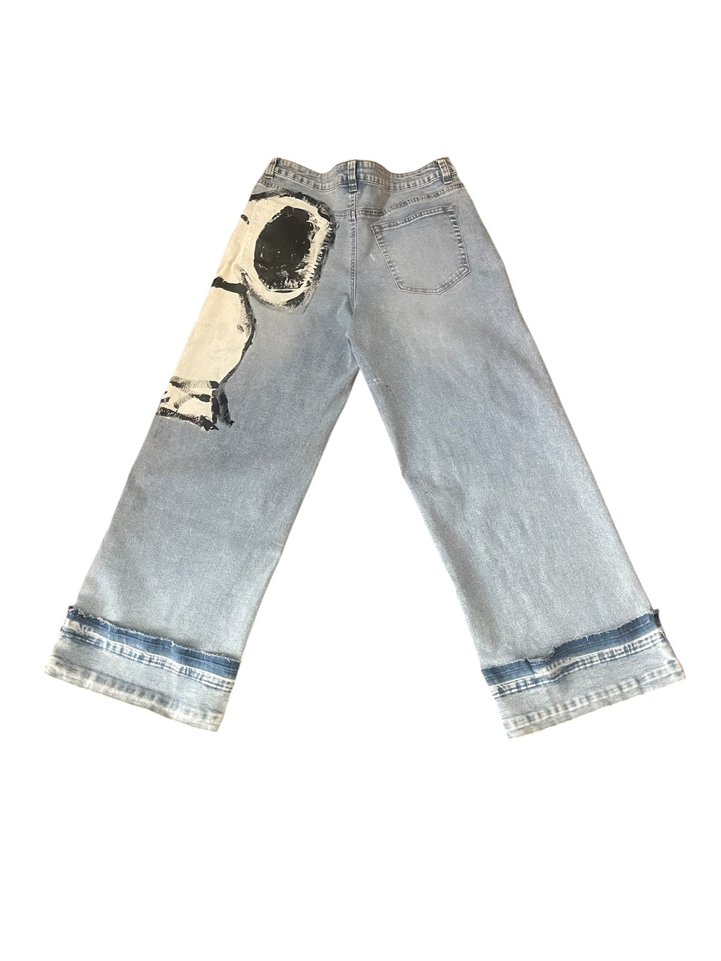 Only Once Denim hand-painted Snoopy on the side jeans