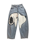 Only Once Denim hand-painted big Snoopy head jeans