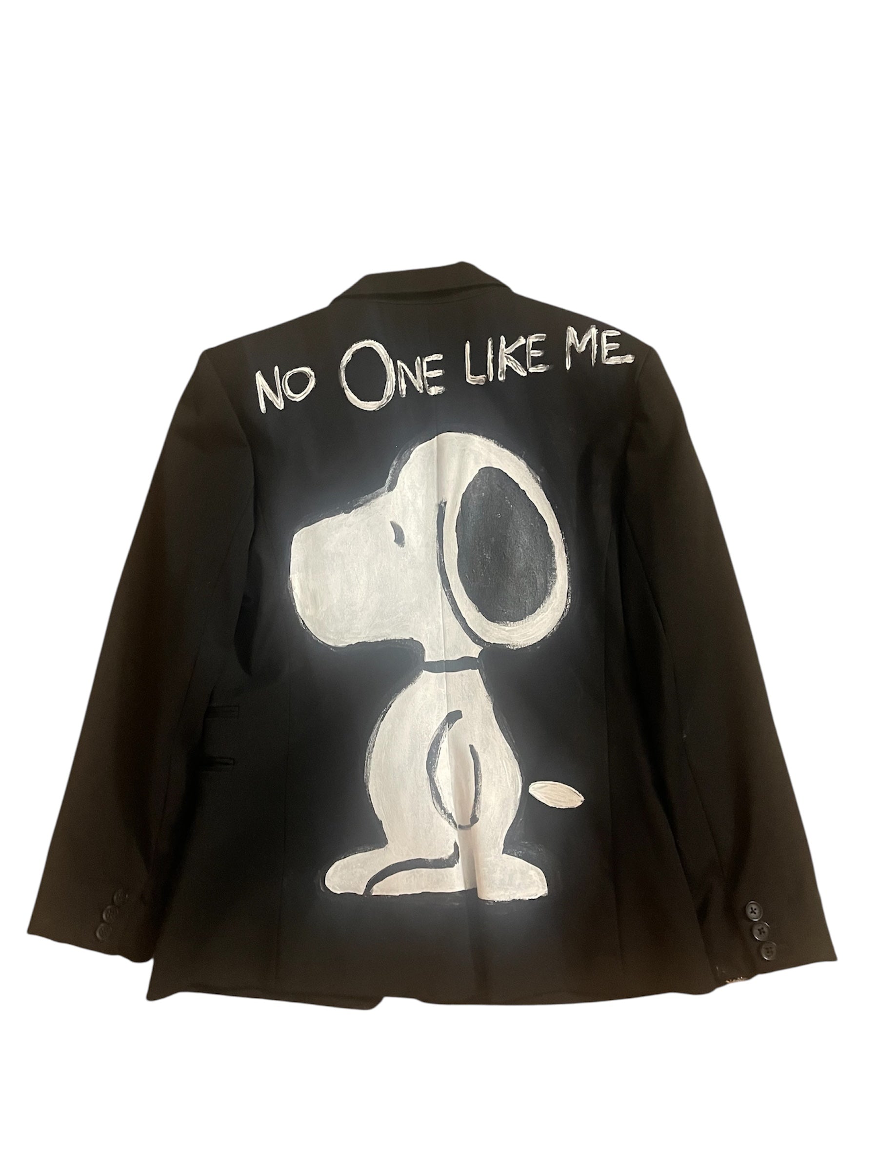 Only Once Denim hand-painted Snoopy black blazer